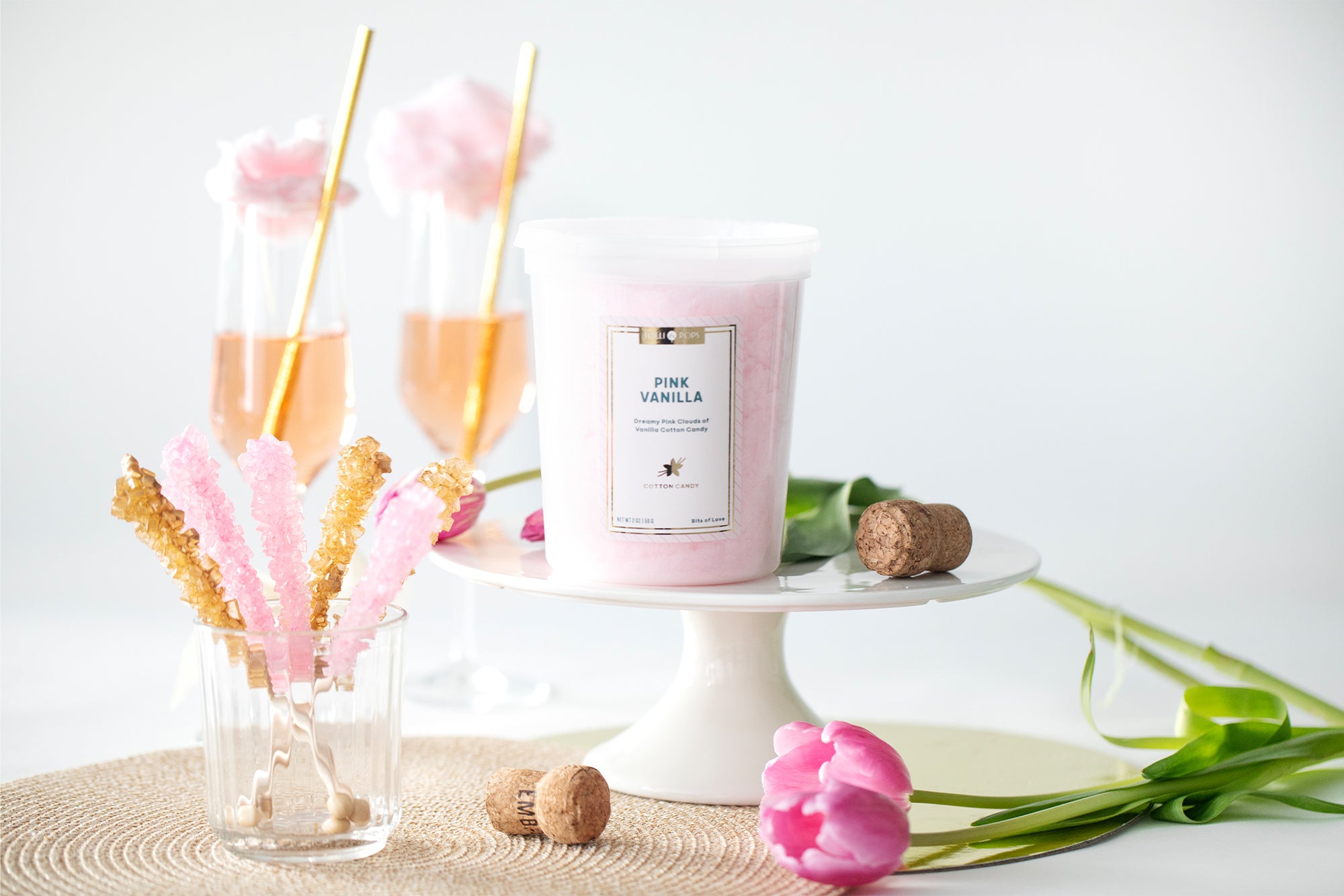 Unique Cotton Candy Ice Cream Candle with Pink or Blue Macaron